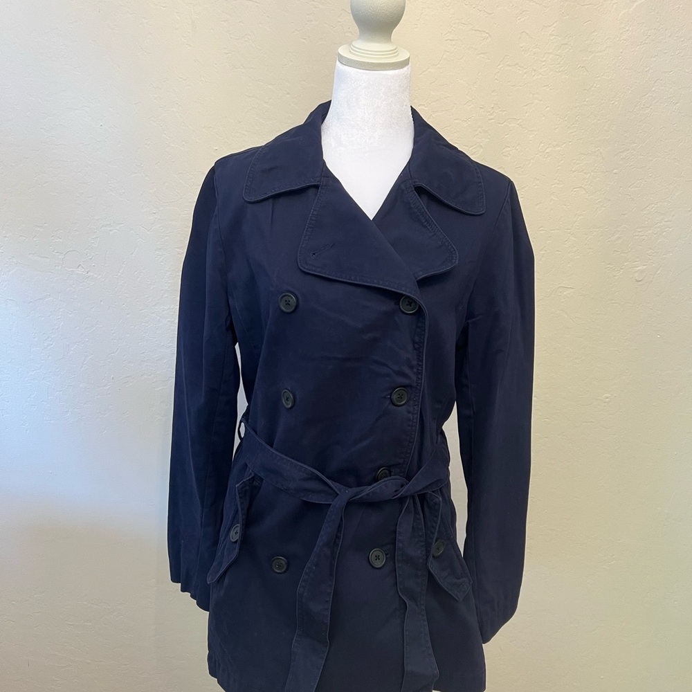 GAP Navy Double-Breasted Trench with Tie Belt